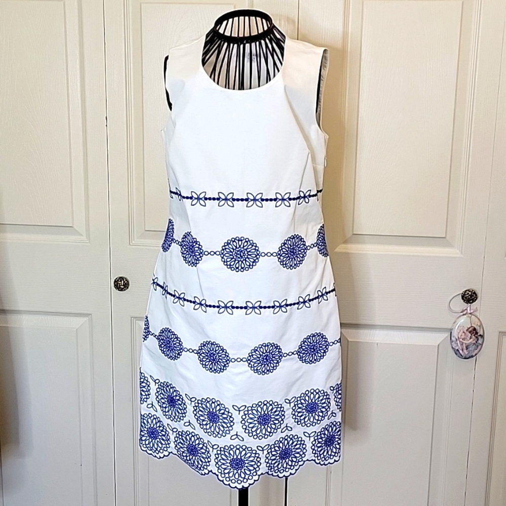 Boden Blue and White Halter Sheath Dress